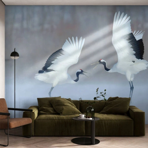 Fotomurali Premium Canvas - Danza nella nebbia - Inverno, Uccello, Natura - 500x350 cm