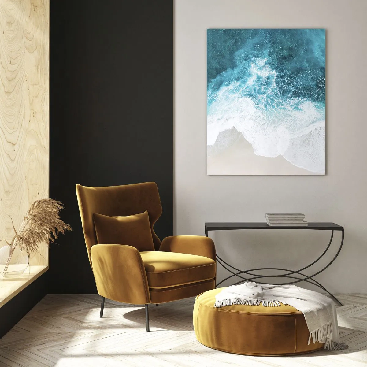 Quadro su vetro - Onde turchesi dell'oceano sulla sabbia chiara - 80x120cm - Morbidezza naturale - Decorazione murale moderna per soggiorno e camera da letto ARTTOR