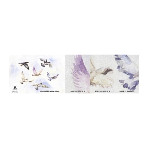 Campione di Fotomurale Premium Canvas - Libertà in grigio e blu - Uccelli, Grafica, Pezzo - 100x30 cm