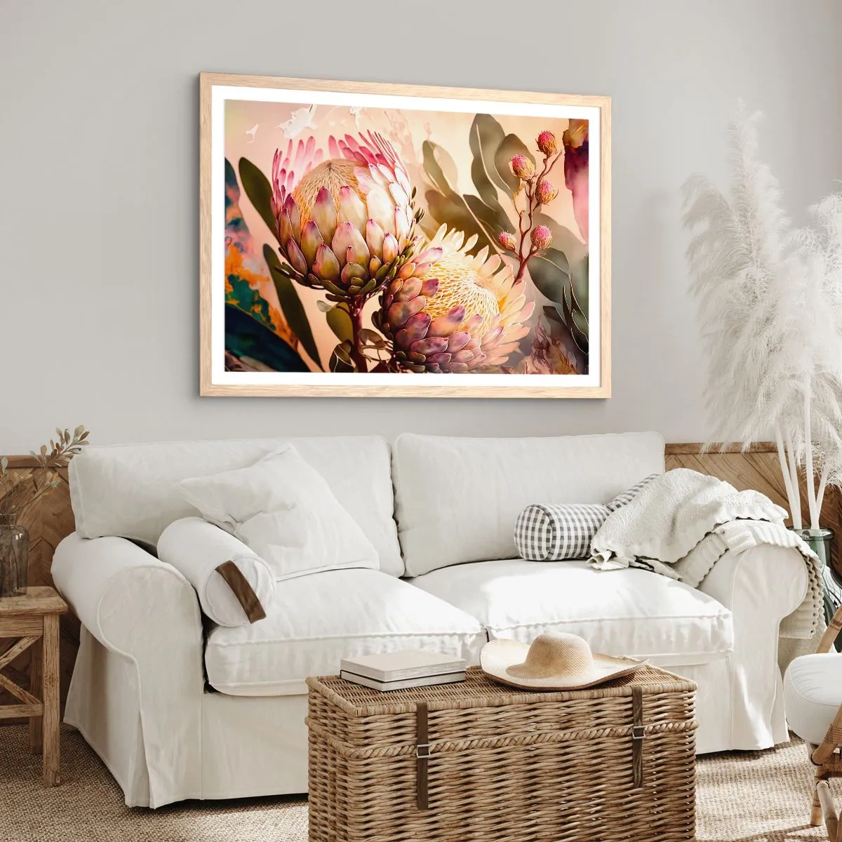 Poster in cornice rovere chiaro - Tenero abbraccio - 70x50 cm