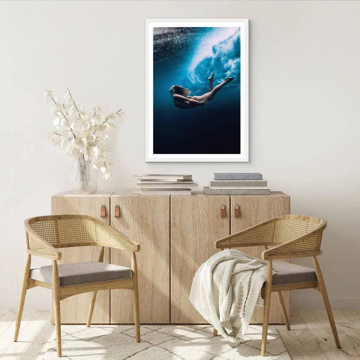 Poster in cornice bianca - Moderna sirena - 61x91 cm