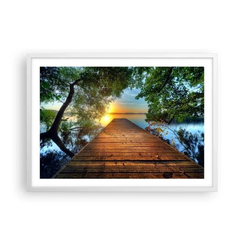 Poster in cornice bianca - Non avere fretta, siediti - 70x50 cm