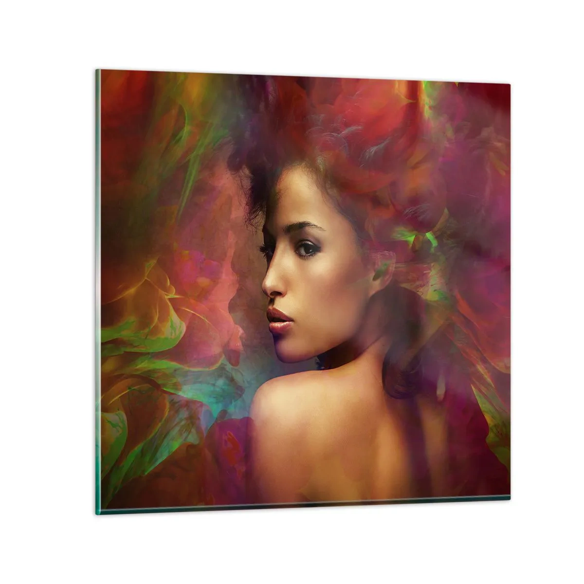 Quadro su vetro - Più bella dell'arcobaleno, delicata come la nebbia - 30x30 cm