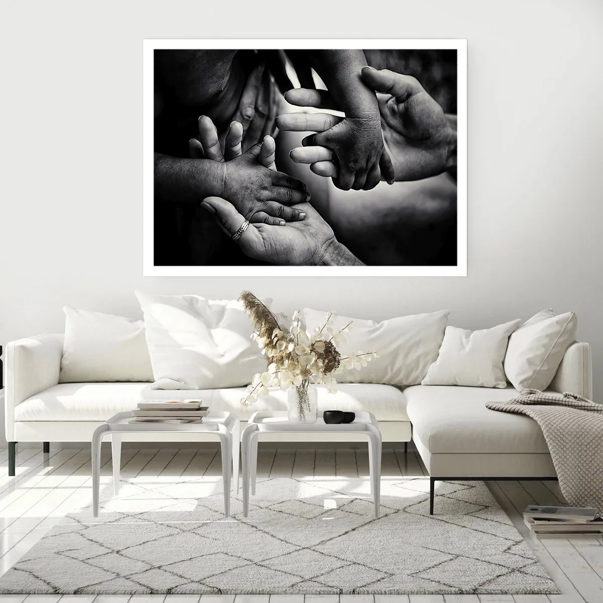 Poster - Mani bianche e nere di diverse generazioni - 100x70cm - Umanità - Decorazione murale moderna per soggiorno e camera da letto ARTTOR