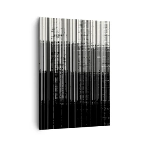 Quadro su tela - Stampe su Tela - Composizione astratta di linee in bianco e nero contrastanti - 50x70cm - Onde e vibrazioni - Decorazione murale moderna per soggiorno e camera da letto ARTTOR