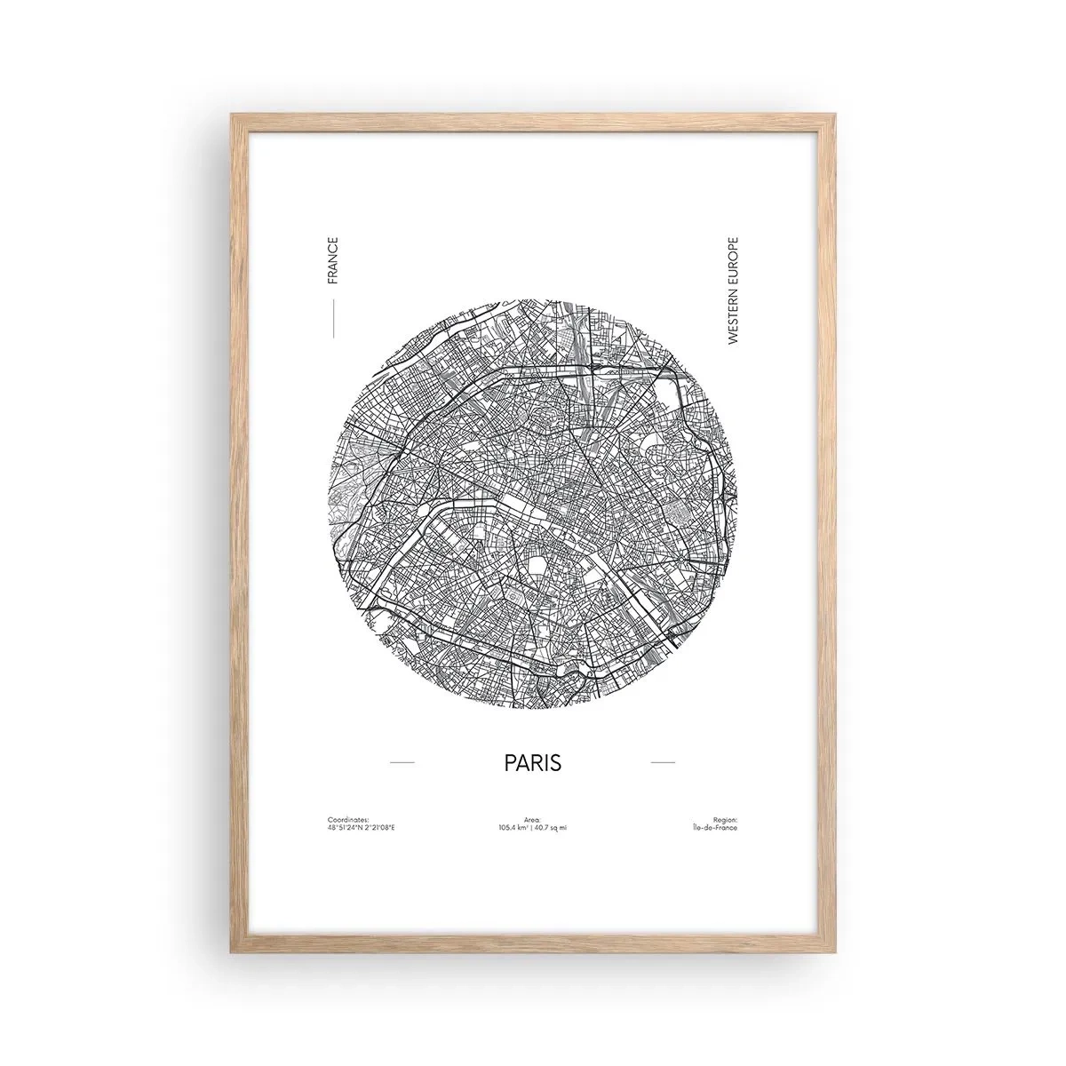 Poster in cornice rovere chiaro - Anatomia di Parigi - 50x70 cm