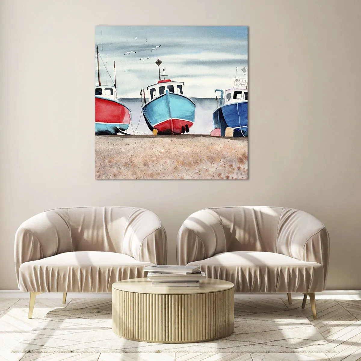 Quadro su vetro - Pronte alla pesca - 50x50 cm