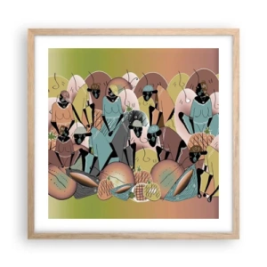 Poster in cornice rovere chiaro - Arriva la grande festa - 50x50 cm