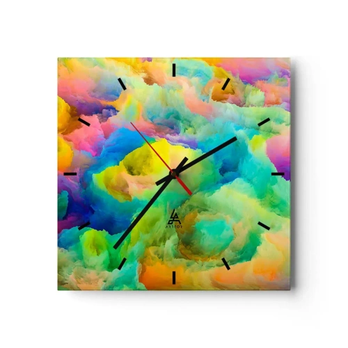 Orologio da parete - Orologio in Vetro - Piumino arcobaleno - 40x40 cm