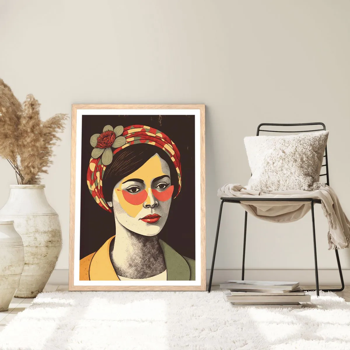 Poster in cornice rovere chiaro - Dama di corallo - 70x100 cm