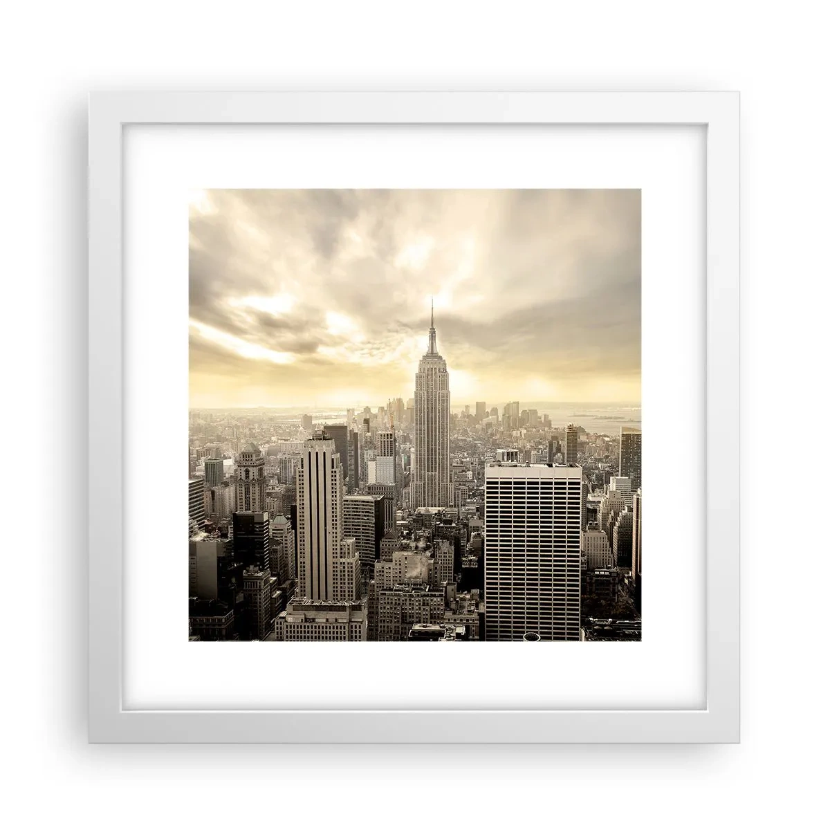 Poster in cornice bianca - New York in grigio - 30x30 cm