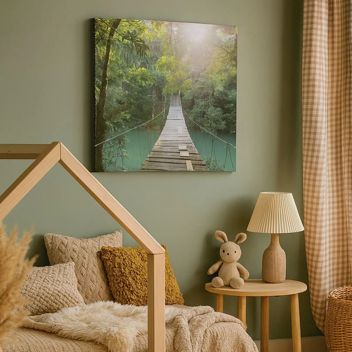 Quadro su tela - Stampe su Tela - Sull'acqua azzurra verso il bosco azzurro - 30x30 cm