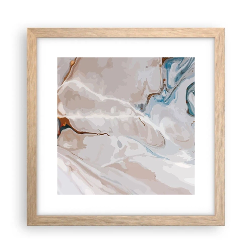 Poster in cornice rovere chiaro - Meandri blu sotto il bianco - 30x30 cm