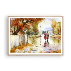 Poster in cornice rovere chiaro - Autunno romantico nel parco - 100x70 cm