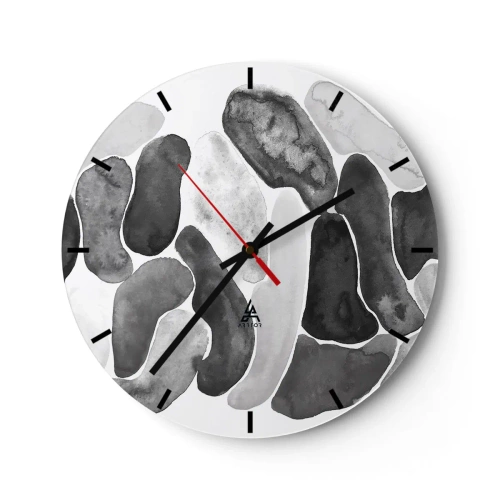 Orologio da parete - Orologio in Vetro - Forme organiche grigie che ricordano le pietre - 30x30cm - Astrazione rocciosa - Decorazione murale moderna per soggiorno, cucina e camera da letto ARTTOR