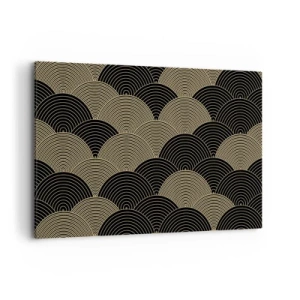 Quadro su tela - Stampe su Tela - Motivo Art Déco con semicerchi e linee dorate - 120x80cm - Unità nella molteplicità - Decorazione murale moderna per soggiorno e camera da letto ARTTOR