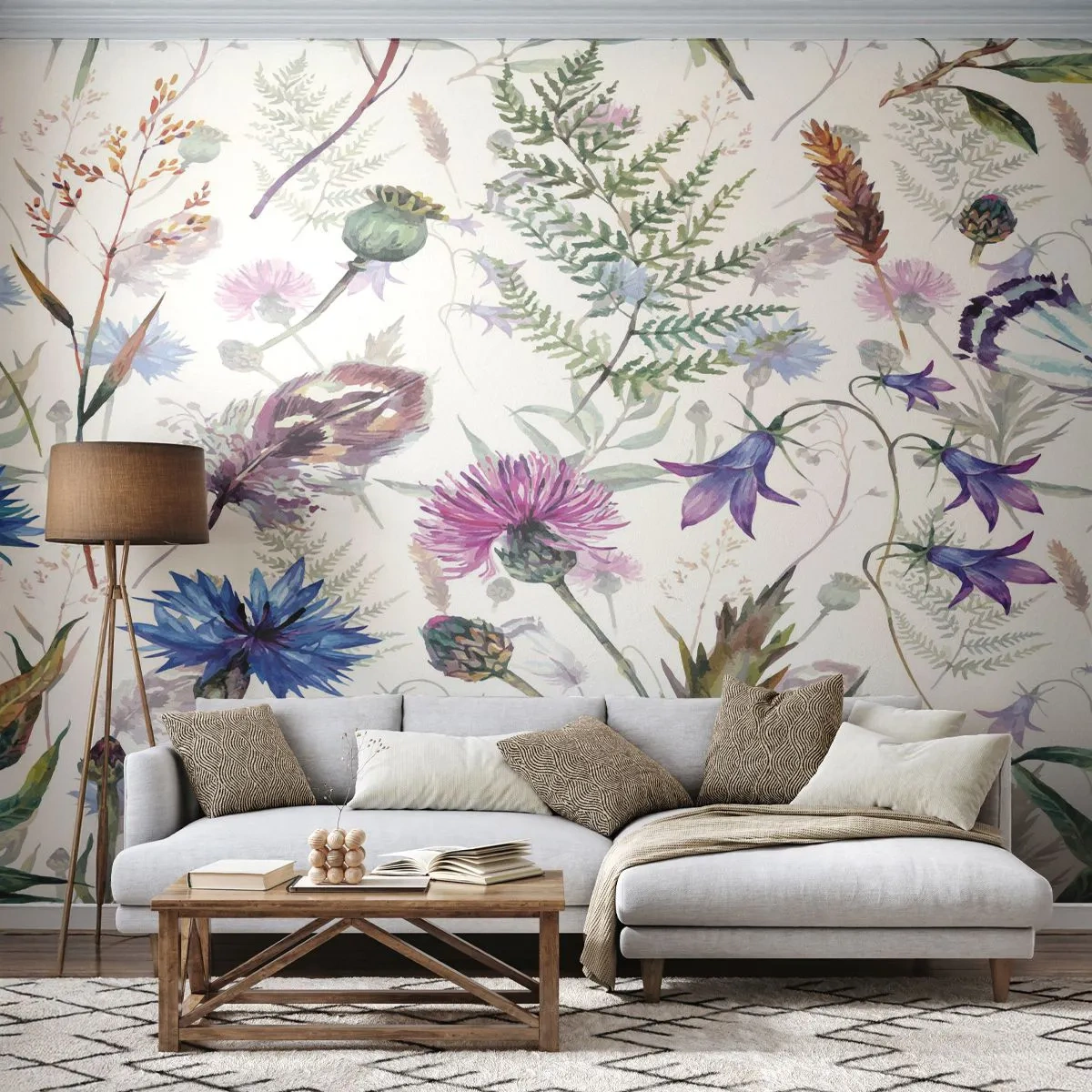 Fotomurali Autoadesivo Deluxe Sticker - Erbario polacco - Fiori di campo, Giardino, Natura - 250x175 cm