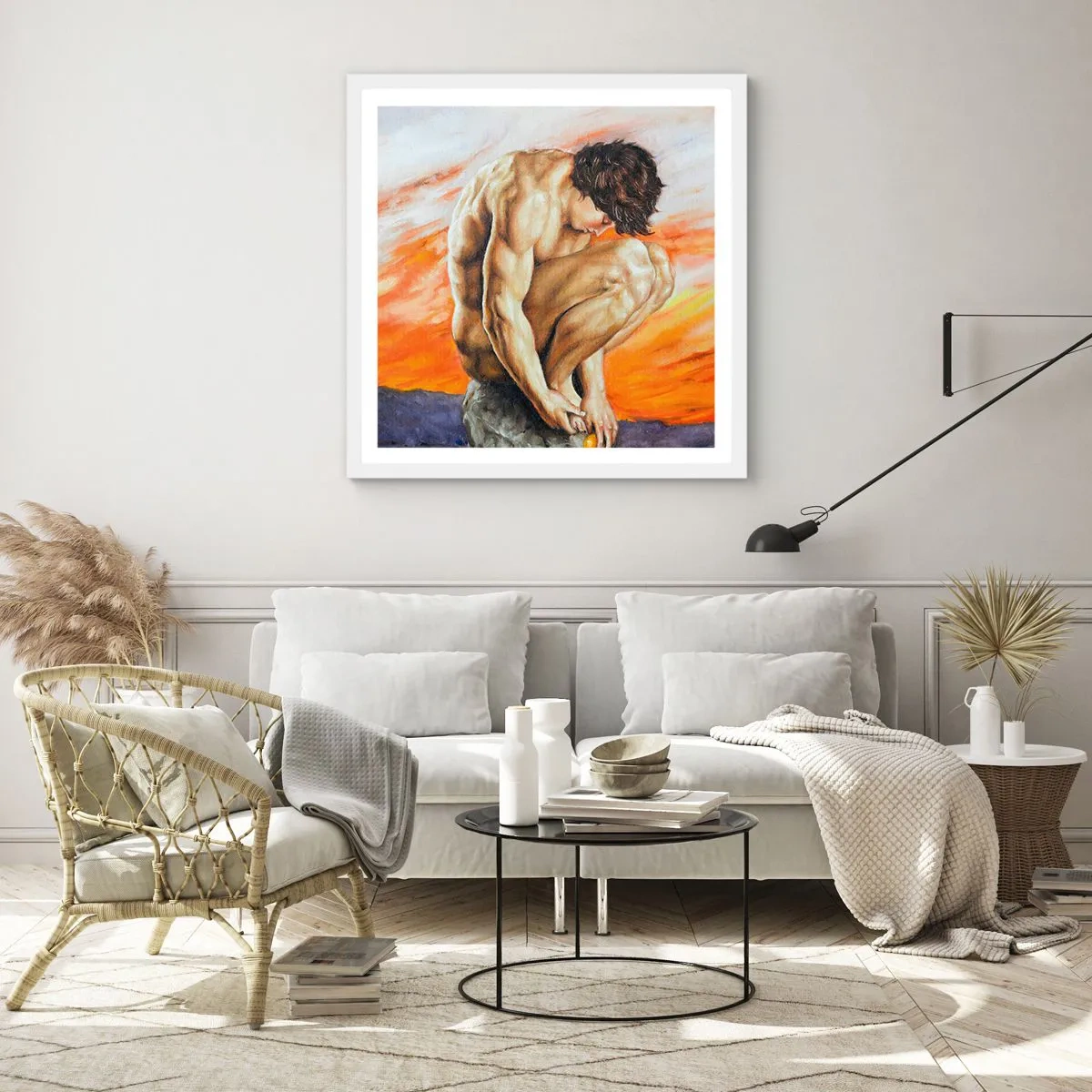 Poster in cornice bianca - Immerso in se stesso - 40x40 cm