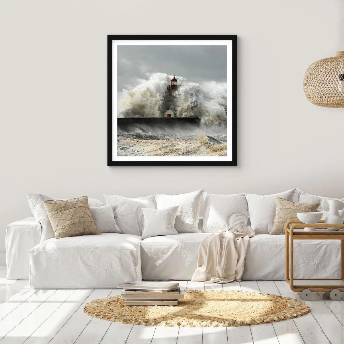 Poster in cornice nera - L'ira dell'oceano - 30x30 cm