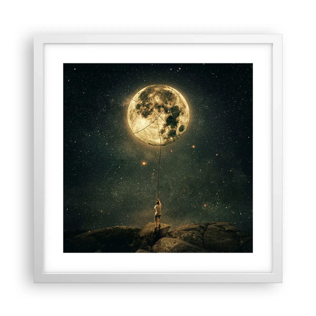 Poster in cornice bianca - Chi ha rubato la luna - 40x40 cm