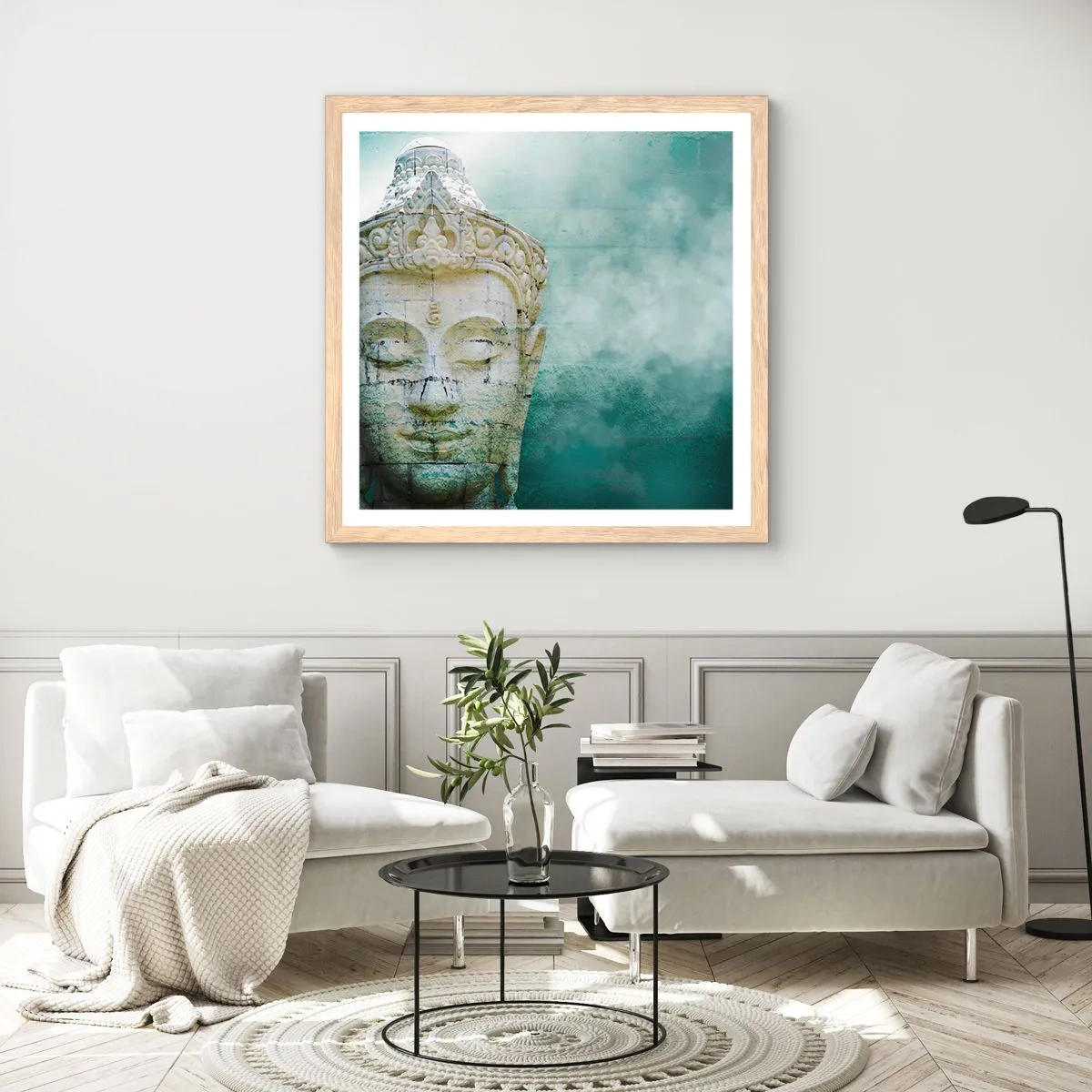 Poster in cornice rovere chiaro - Cercando la luce - 50x50 cm