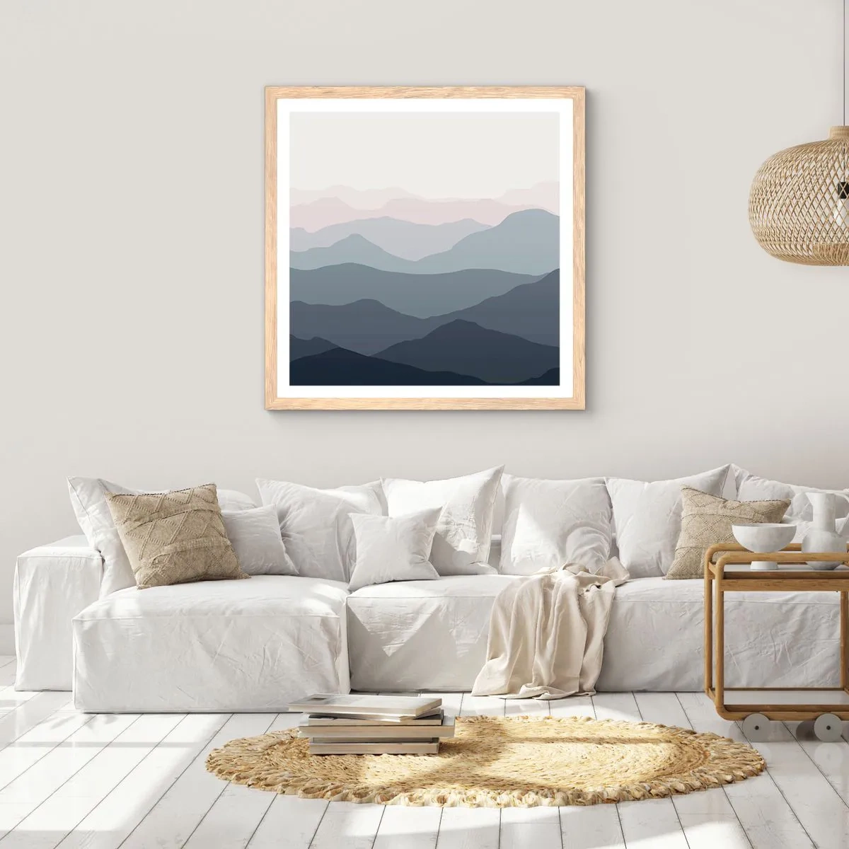 Poster in cornice rovere chiaro - Le onde dei monti - 30x30 cm