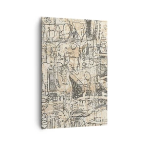 Quadro su tela - Stampe su Tela - Motivi astratti e linee su uno sfondo beige - 80x120cm - In attesa di essere decifrato - Decorazione murale moderna per soggiorno e camera da letto ARTTOR