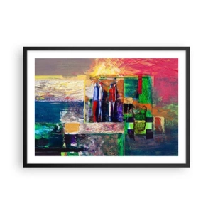 Poster in cornice nera - Composizione astratta con figure e motivi geometrici - 70x50cm - Relazioni ed emozioni - Decorazione murale moderna per soggiorno e camera da letto ARTTOR