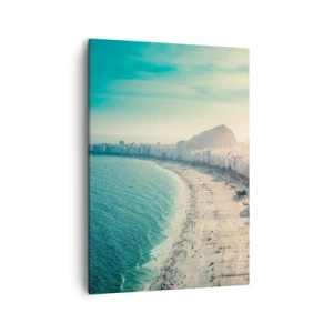Quadro su tela - Stampe su Tela - Panorama della spiaggia di Copacabana con le montagne sullo sfondo a Rio de Janeiro - 50x70cm - Vacanze senza fine a Rio - Decorazione murale moderna per soggiorno e camera da letto ARTTOR