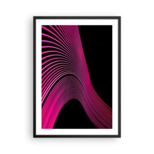 Poster in cornice nera - Linee rosa dinamiche su sfondo nero - 50x70cm - Il viale della luce - Decorazione murale moderna per soggiorno e camera da letto ARTTOR