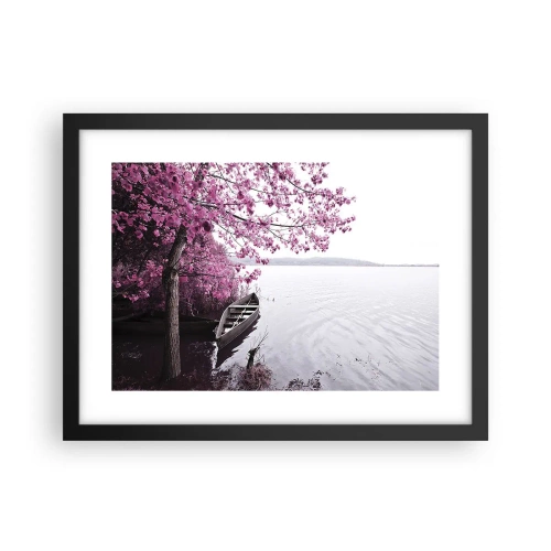 Poster in cornice nera - Nel silenzio rosa - 40x30 cm