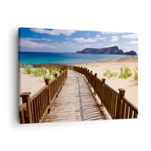 Quadro su tela - Stampe su Tela - Sentiero in legno che conduce alla spiaggia con vista sull'oceano - 70x50cm - Portami alle isole fortunate - Decorazione murale moderna per soggiorno e camera da letto ARTTOR