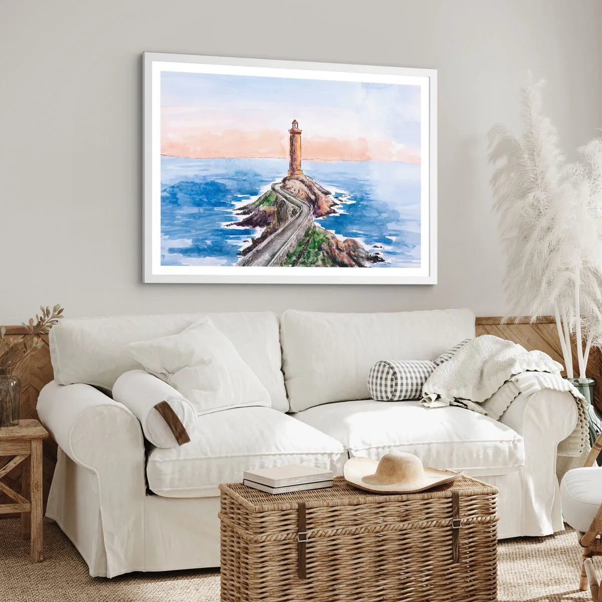 Poster in cornice bianca - Rivolto verso il mare - 91x61 cm