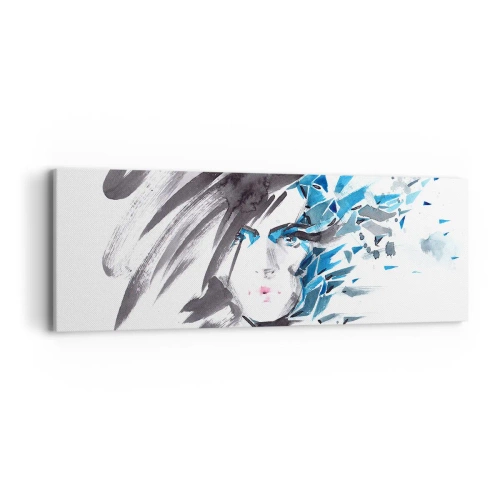 Quadro su tela - Stampe su Tela - Ritratto di sensualità in grigio e azzurro - 90x30 cm