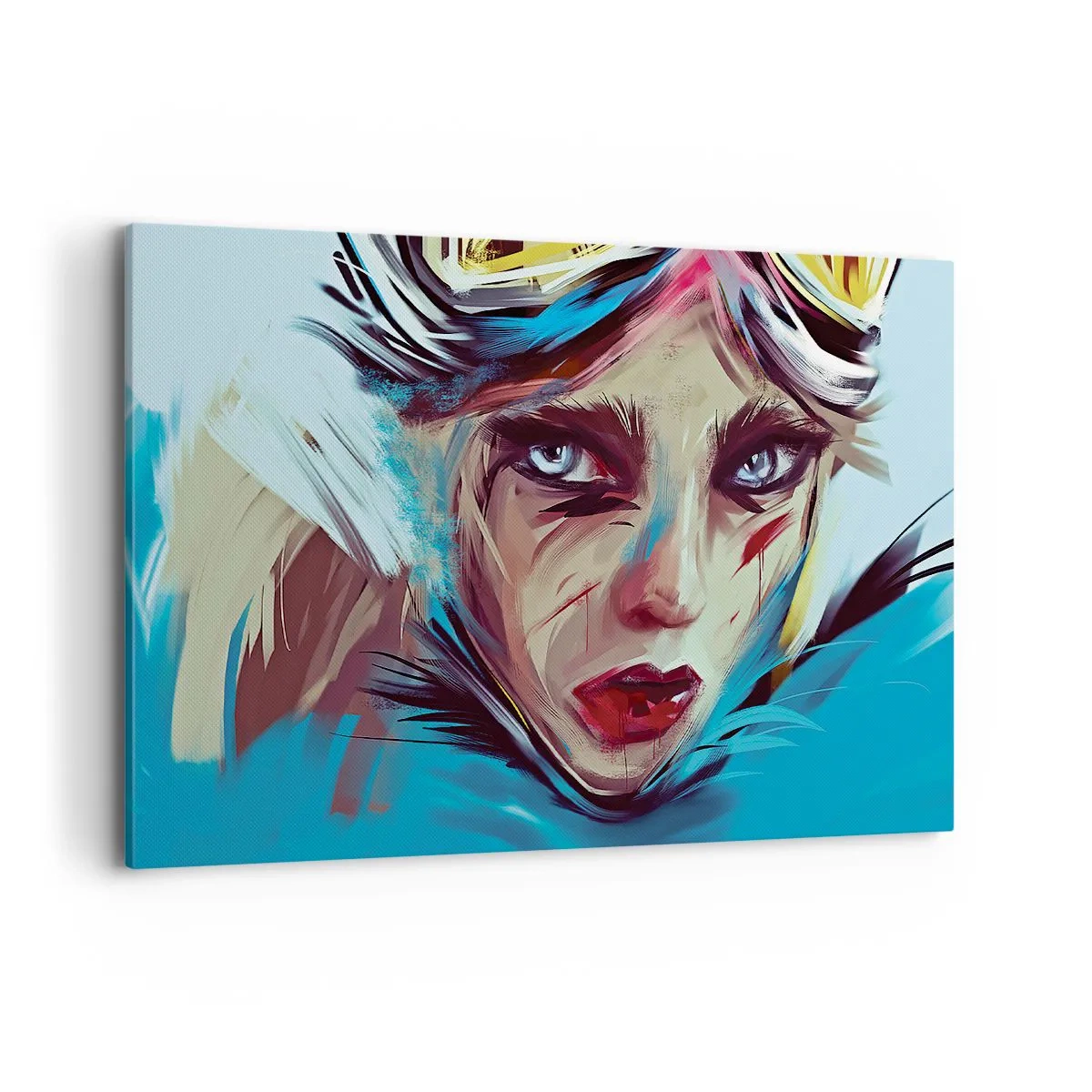 Quadro su tela - Stampe su Tela - Ritratto di una donna dai colori dinamici e dallo stile astratto - 100x70cm - La guerriera della strada - Decorazione murale moderna per soggiorno e camera da letto ARTTOR