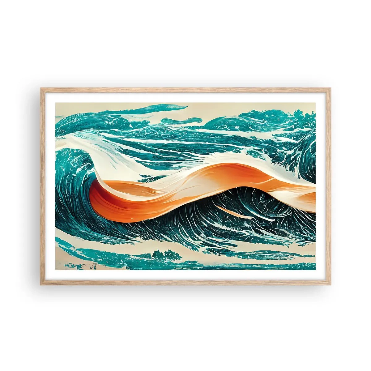Poster in cornice rovere chiaro - Il sogno del surfista - 91x61 cm
