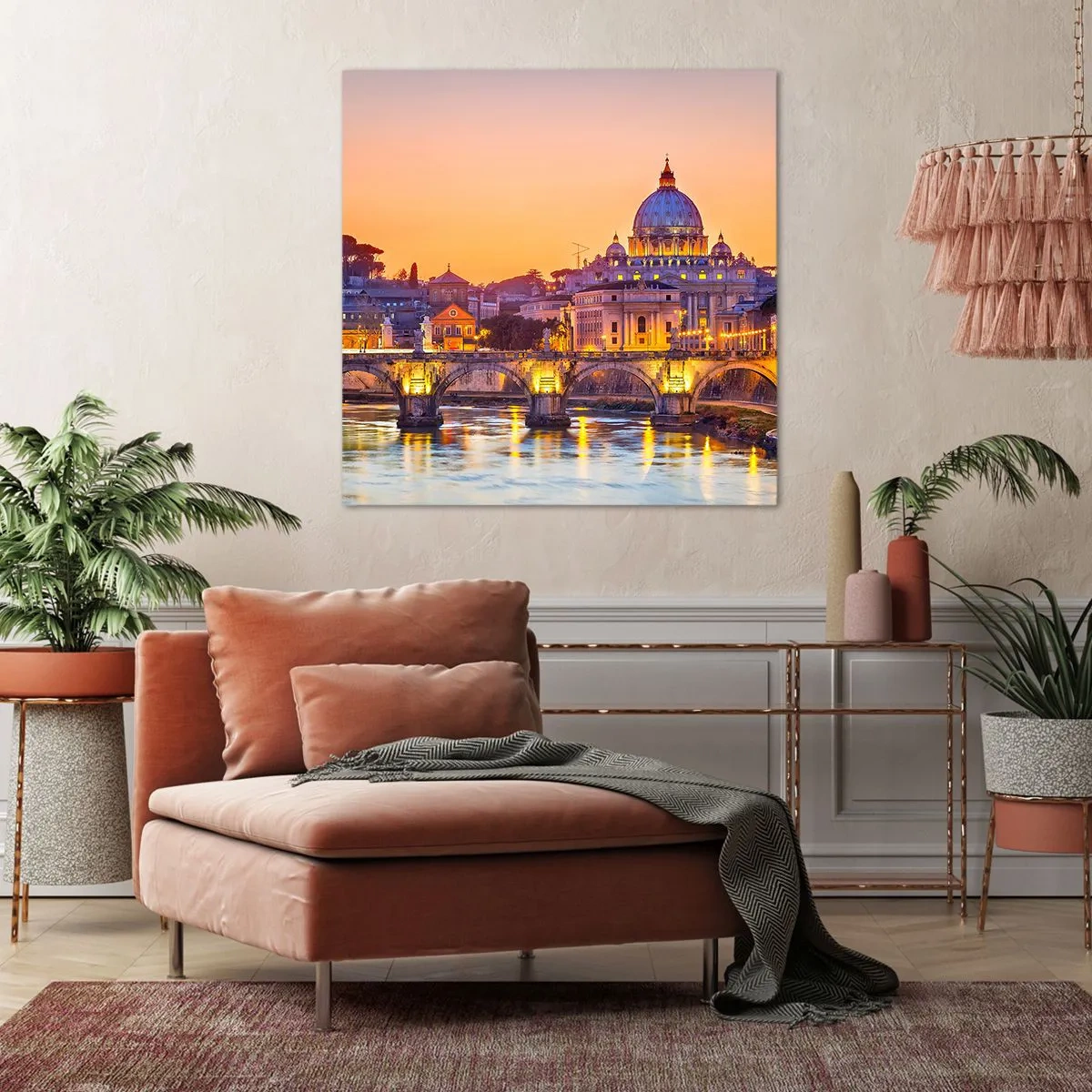 Quadro su tela - Stampe su Tela - Tramonto sulla Città Eterna - 30x30 cm