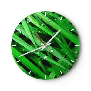 Orologio da parete - Orologio in Vetro - Giocando con il verde - 40x40 cm