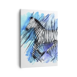 Quadro su tela - Stampe su Tela - Illustrazione ad acquerello di una zebra contro un cielo blu - 50x70cm - Nascosta nelle strisce - Decorazione murale moderna per soggiorno e camera da letto ARTTOR