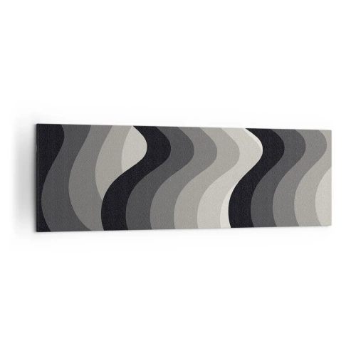 Quadro su tela - Stampe su Tela - Motivi ondulati in bianco e nero in tonalità di grigio - 160x50cm - Un'onda dopo l'altra - Decorazione murale moderna per soggiorno e camera da letto ARTTOR