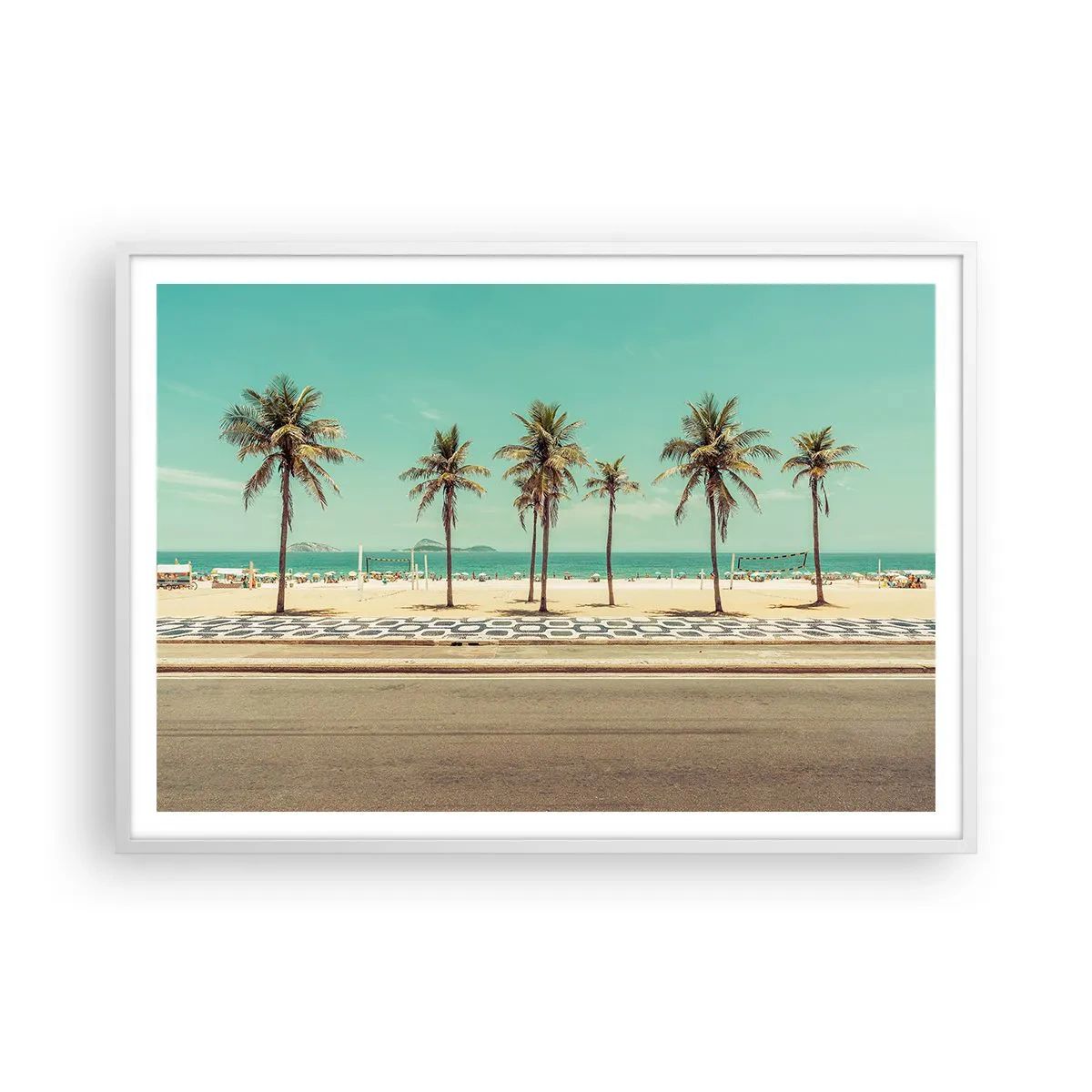 Poster in cornice bianca - A guardia della spiaggia - 100x70 cm