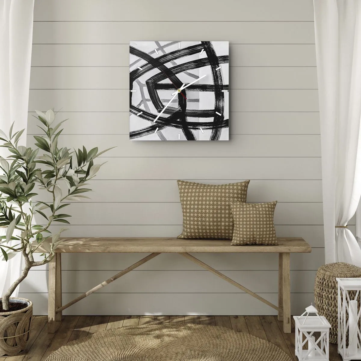 Orologio da parete - Orologio in Vetro - Costruendo la profondità - 40x40 cm