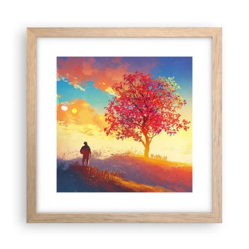 Poster in cornice rovere chiaro - Pellegrino alla meta - 30x30 cm