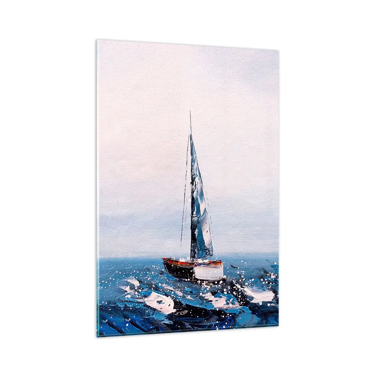 Quadro su vetro - Barche a vela su un mare in tempesta in una composizione pittorica - 80x120cm - Fratellanza nel vento - Decorazione murale moderna per soggiorno e camera da letto ARTTOR