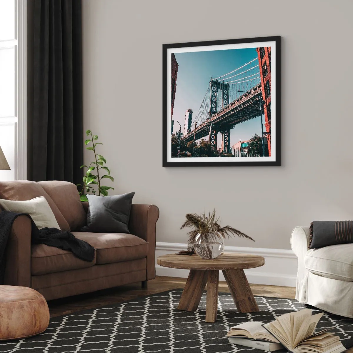 Poster in cornice nera - Sopra le onde della città - 50x50 cm