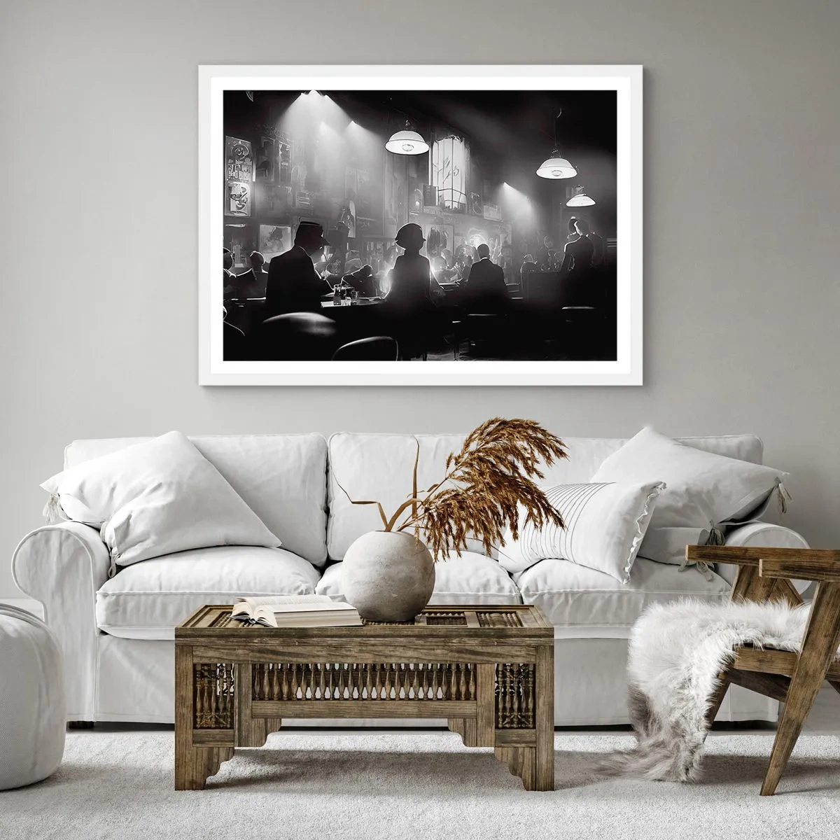 Poster in cornice bianca - Nell'atmosfera jazz - 50x50 cm