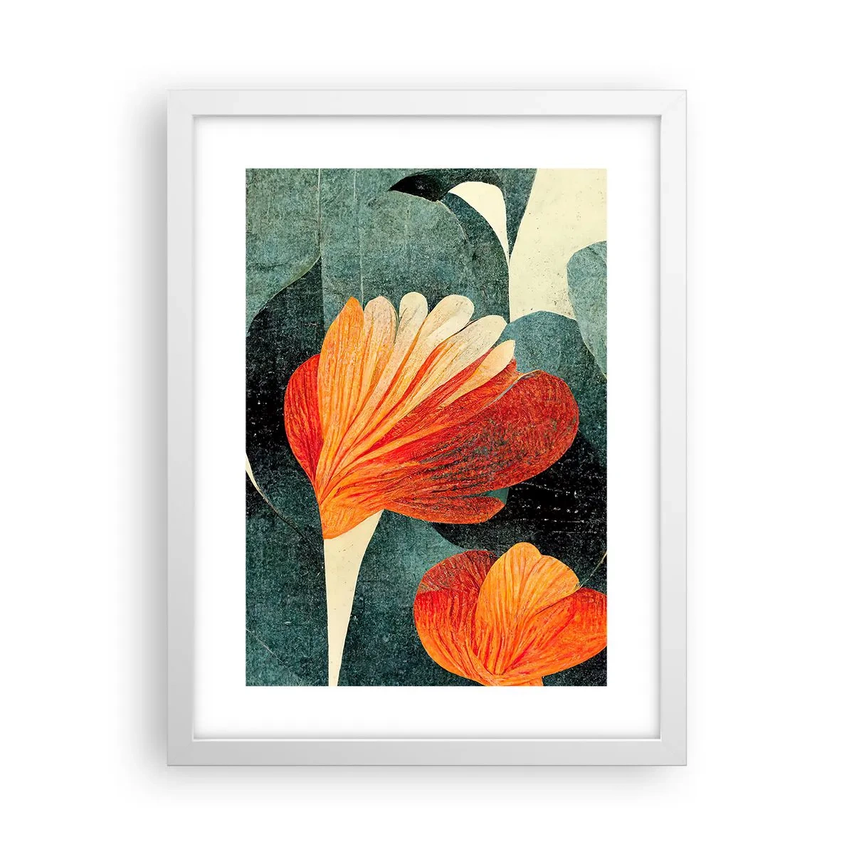 Poster in cornice bianca - Caldo dei tropici e fresco del verde - 30x40 cm