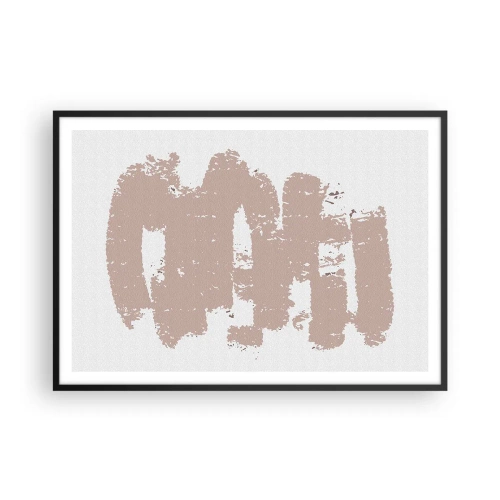 Poster in cornice nera - Forme rosa tenui su uno sfondo chiaro - 100x70cm - Astrazione in un rosa mite - Decorazione murale moderna per soggiorno e camera da letto ARTTOR
