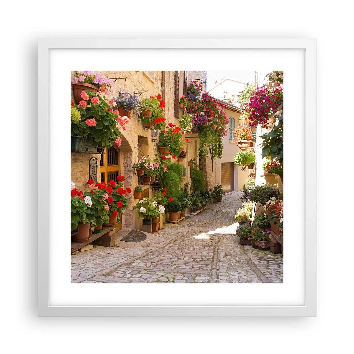 Poster in cornice bianca - Un'esplosione di fiori - 40x40 cm