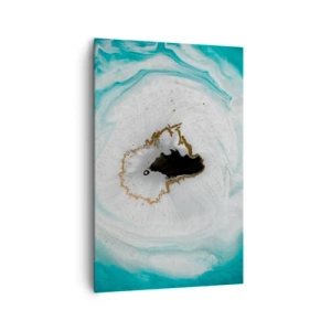 Quadro su tela - Stampe su Tela - Motivo geode astratto nelle tonalità del turchese, bianco e oro - 80x120cm - Penetrare all'interno - Decorazione murale moderna per soggiorno e camera da letto ARTTOR